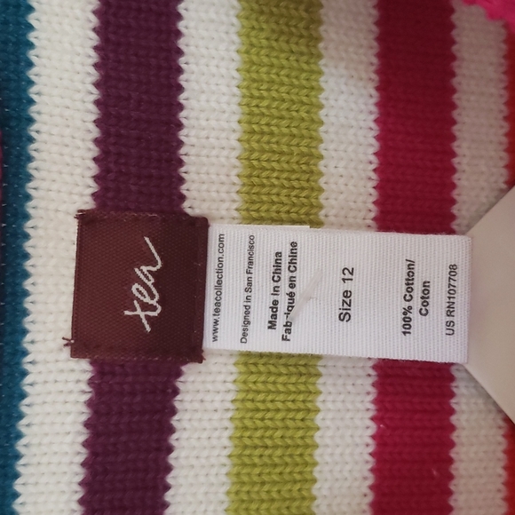 Tea Nwt Gingerbread Striped Sweater Rainbow Girls Dress Size 12 - Picture 5 of 5